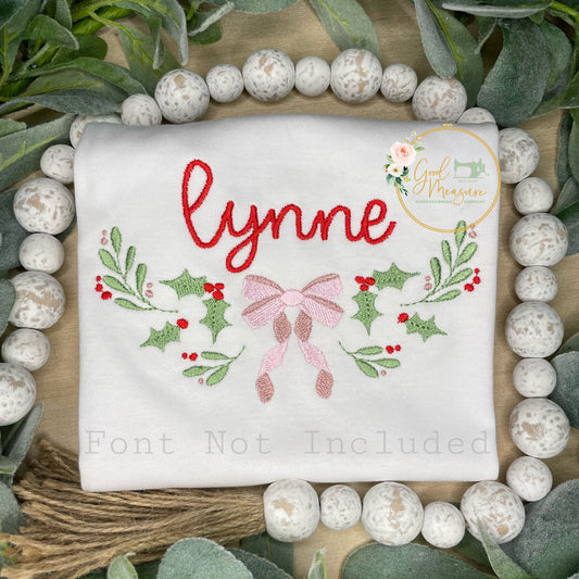 Holly and Mistletoe Frame Embroidery Design