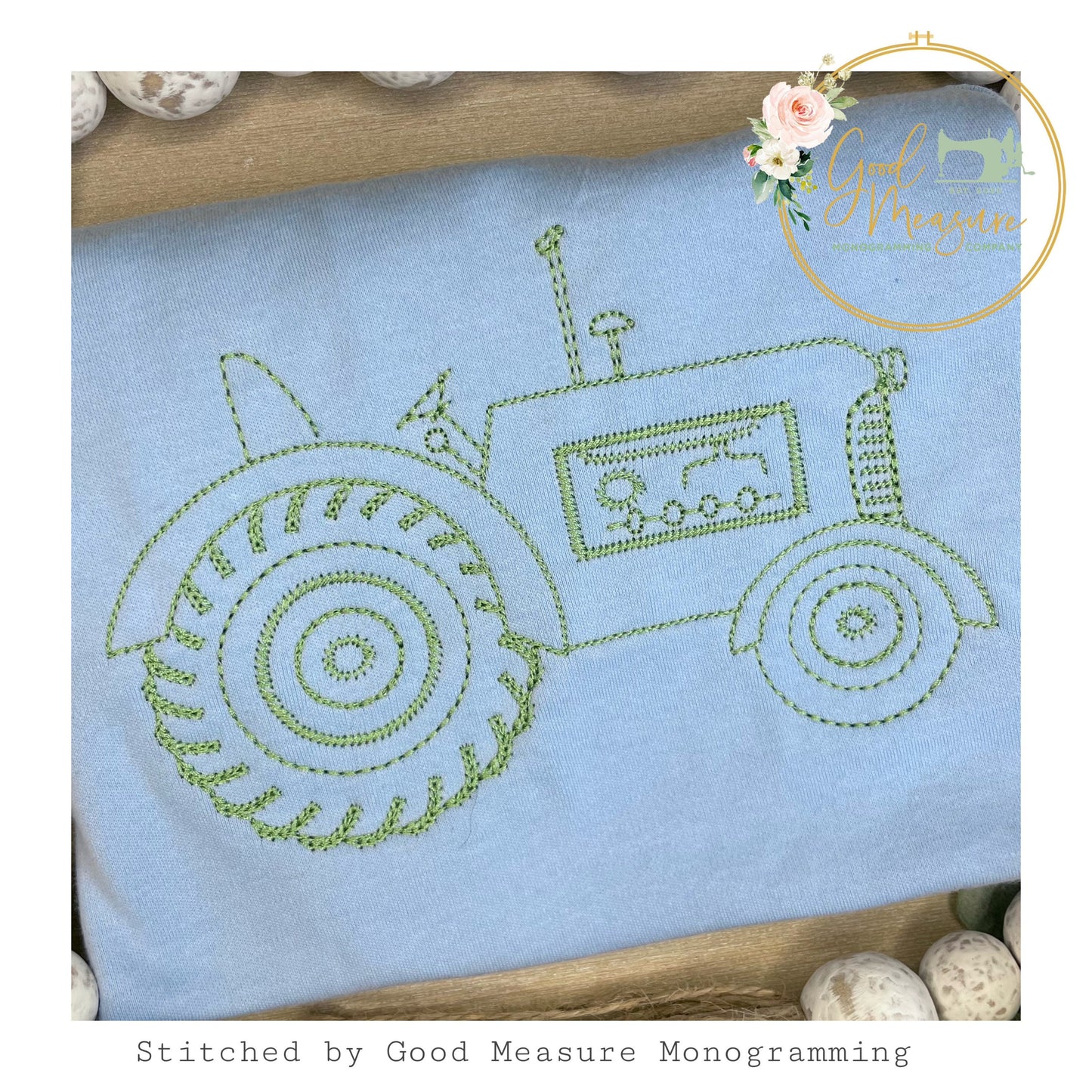 Vintage Stitch Tractor Embroidery Design