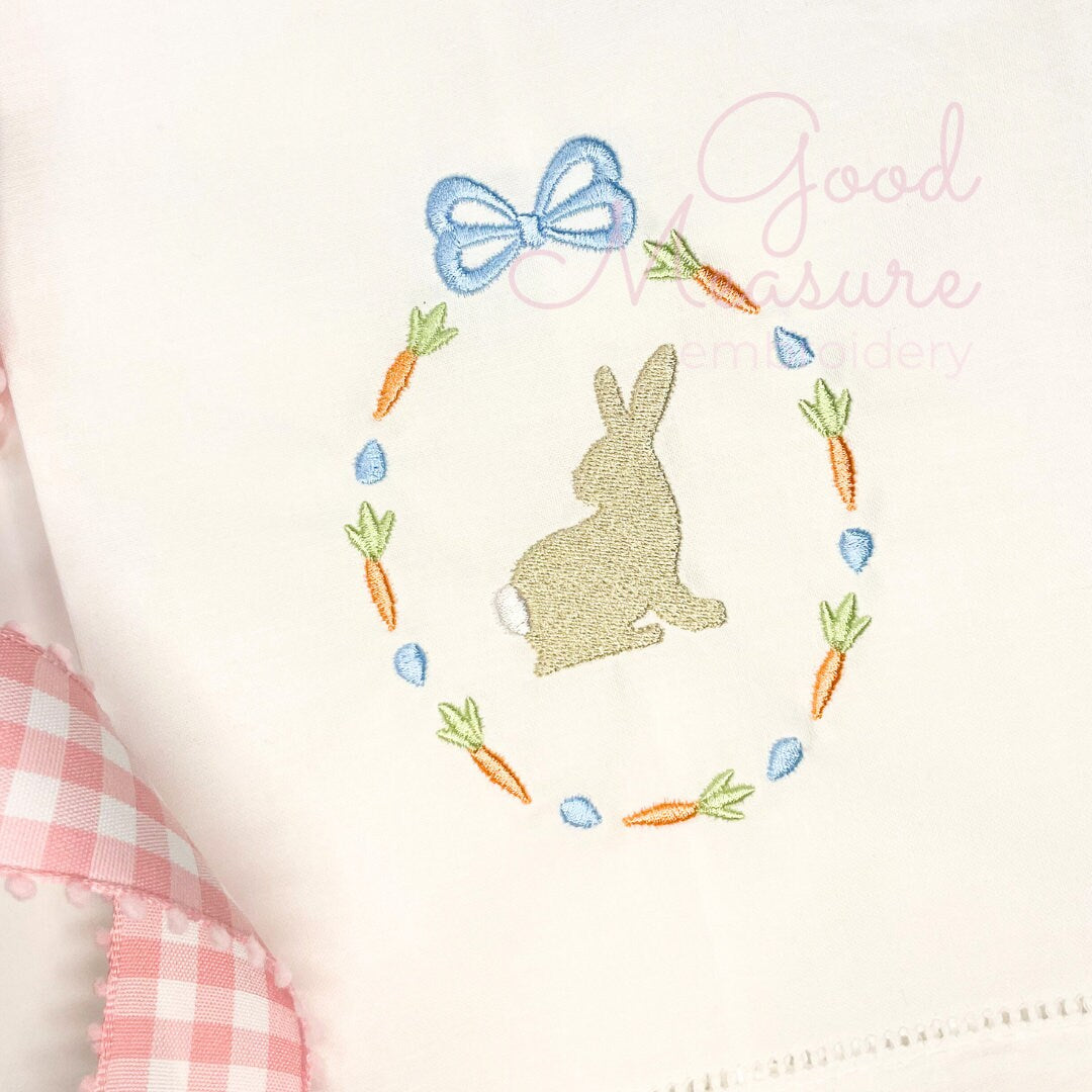 Bunny & Carrot Oval Frame Embroidery Design