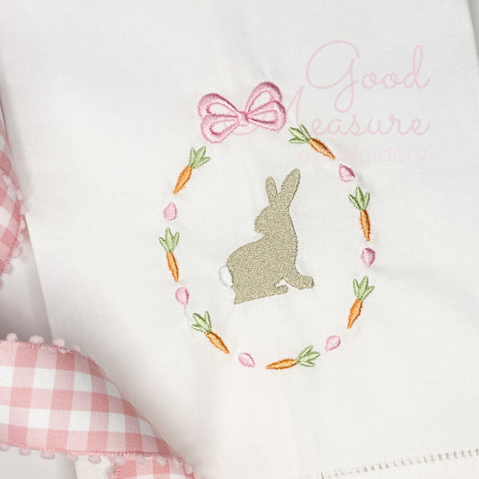 Bunny & Carrot Oval Frame Embroidery Design