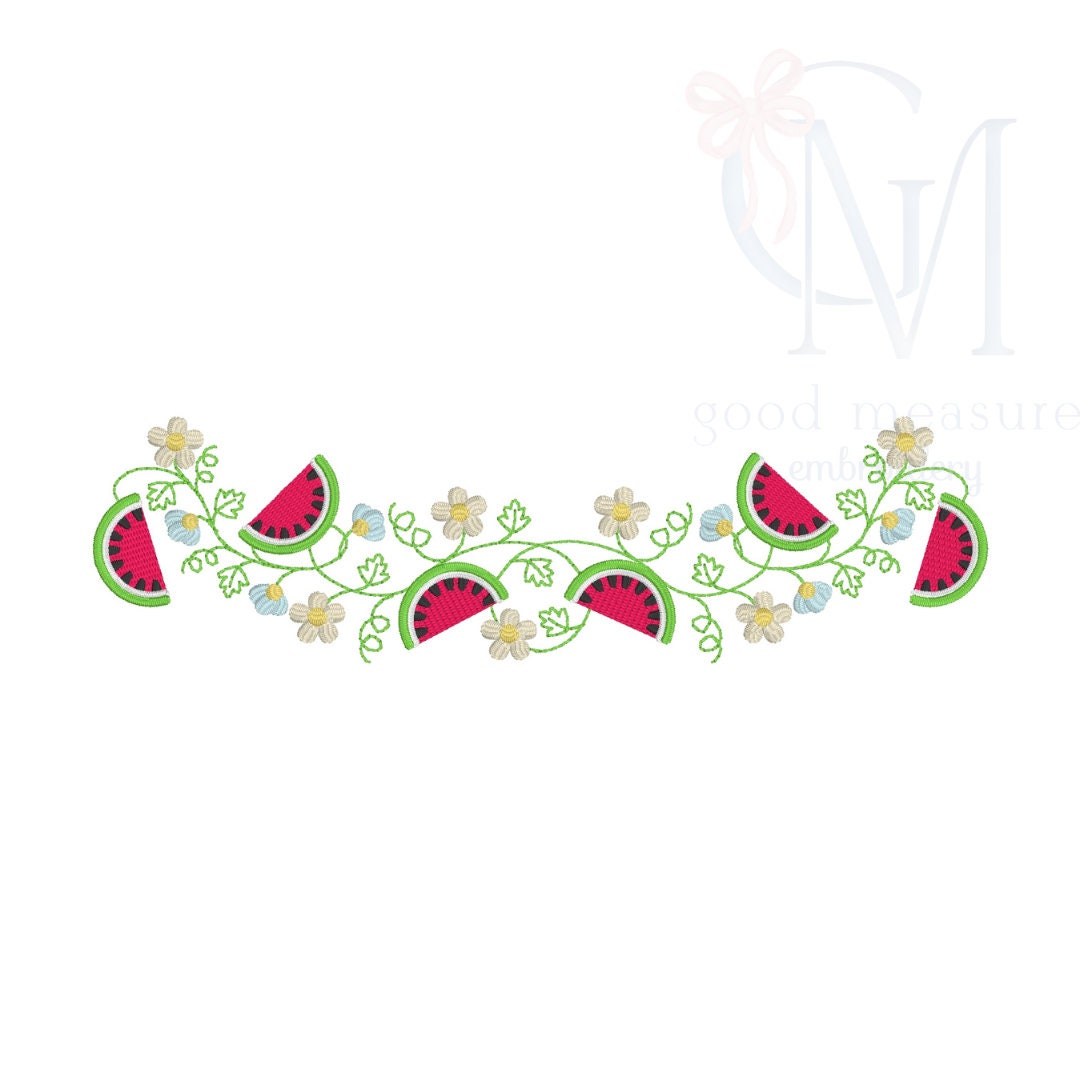 Watermelon Vine Embroidery Design