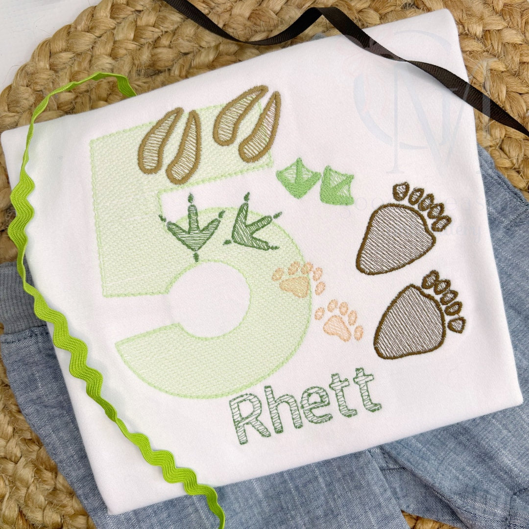 Forest Critter Footprints Embroidery Design