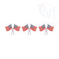 Crossed American Flag Sketch Trio with Bow Embroidery Design