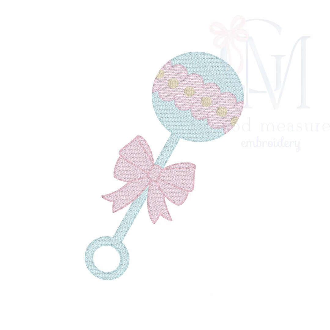 Baby Rattle Sketch Embroidery Design