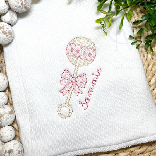 Baby Rattle Sketch Embroidery Design