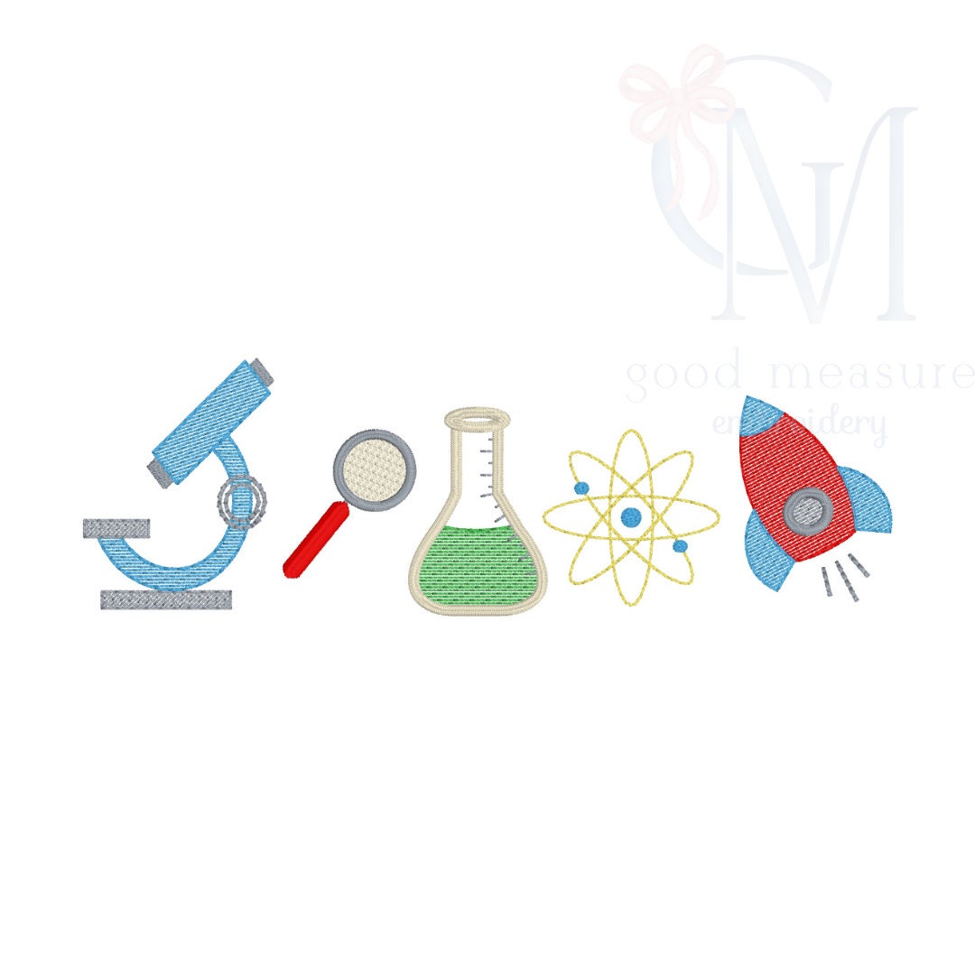 Science Back to School Embroidery Design