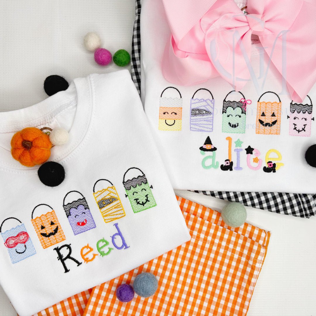 Halloween Girly Treat Bags Embroidery Design