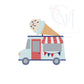 Patriotic Ice Cream Truck Sketch Embroidery Design