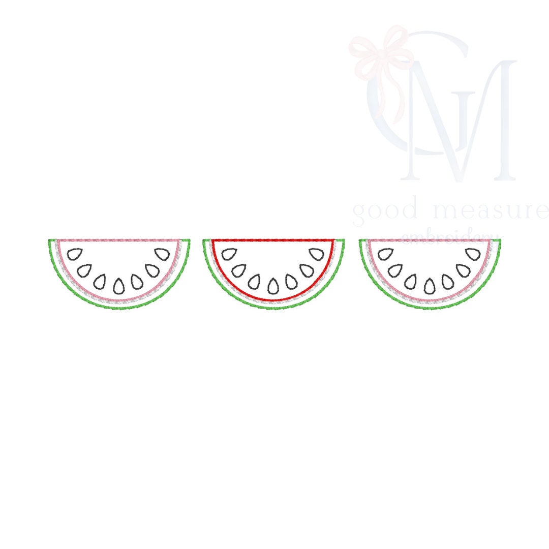 Watermelon Vintage Stitch Trio Embroidery Design