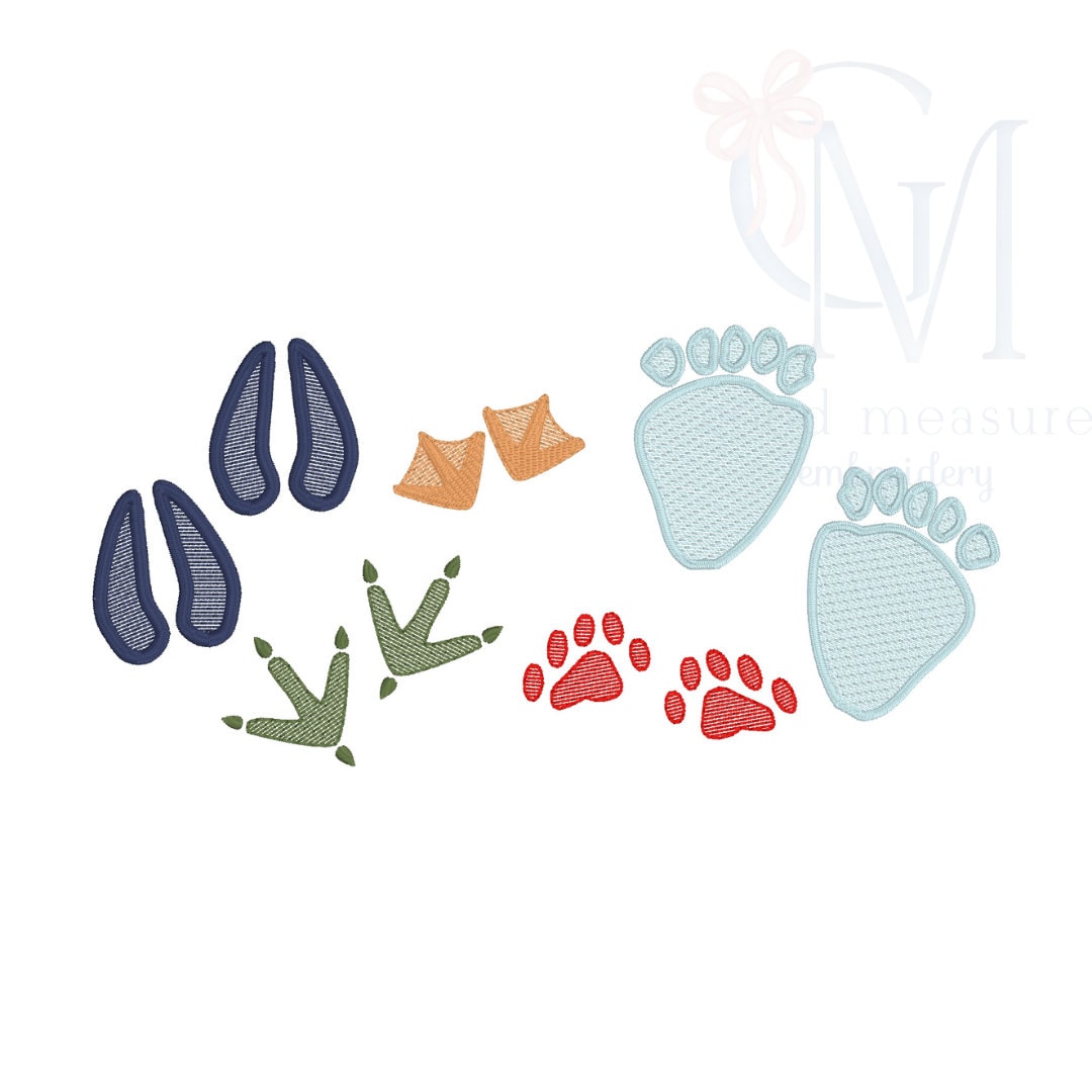 Forest Critter Footprints Embroidery Design