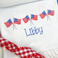 Crossed American Flag Sketch Trio with Bow Embroidery Design