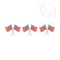 Crossed American Flag Sketch Trio Embroidery Design