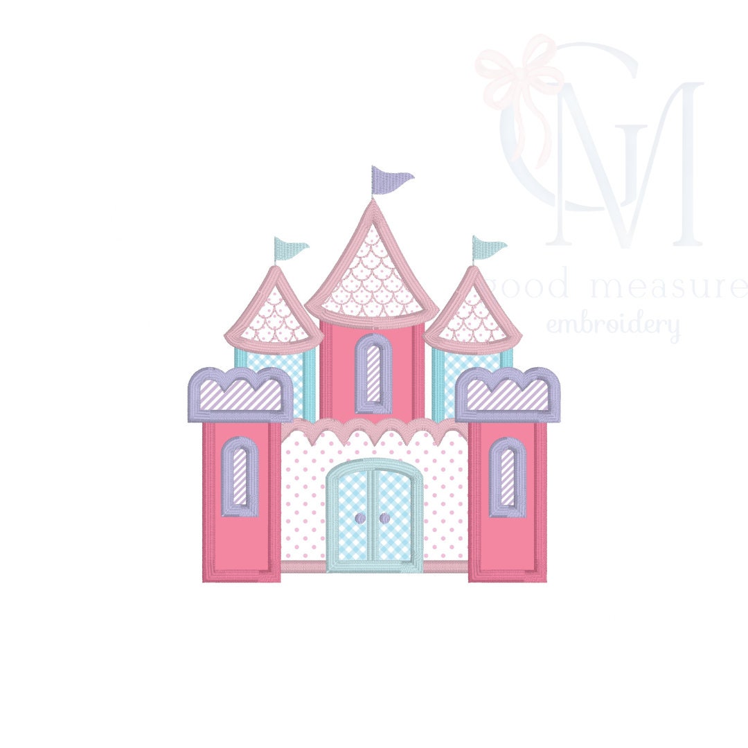 Princess Castle Satin Applique Embroidery Design