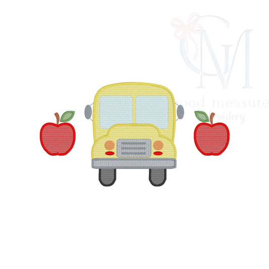 Back to School Bus Embroidery Design