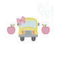 Back to School Bus with Bow Embroidery Design