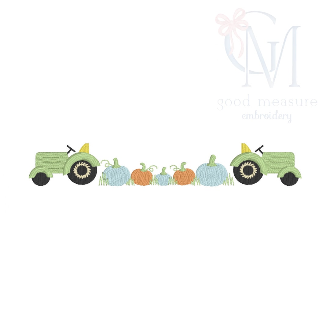 Tractor and Pumpkins Embroidery Design