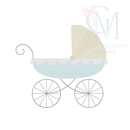 Baby Carriage Sketch Embroidery Design