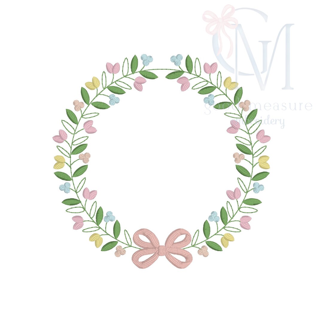 Monogram Wreath Embroidery Design