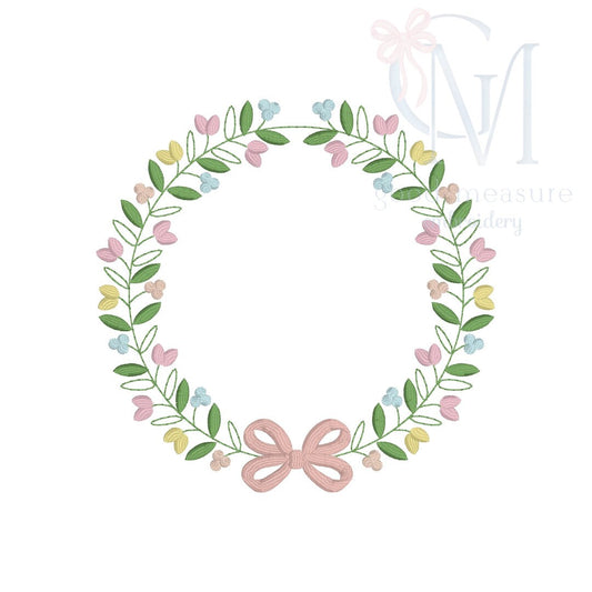 Monogram Wreath Embroidery Design