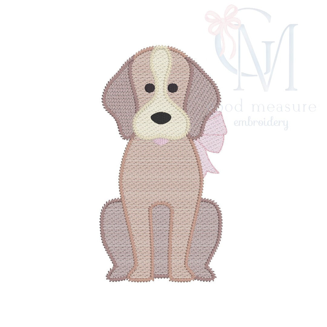 Girl Dog Embroidery Design