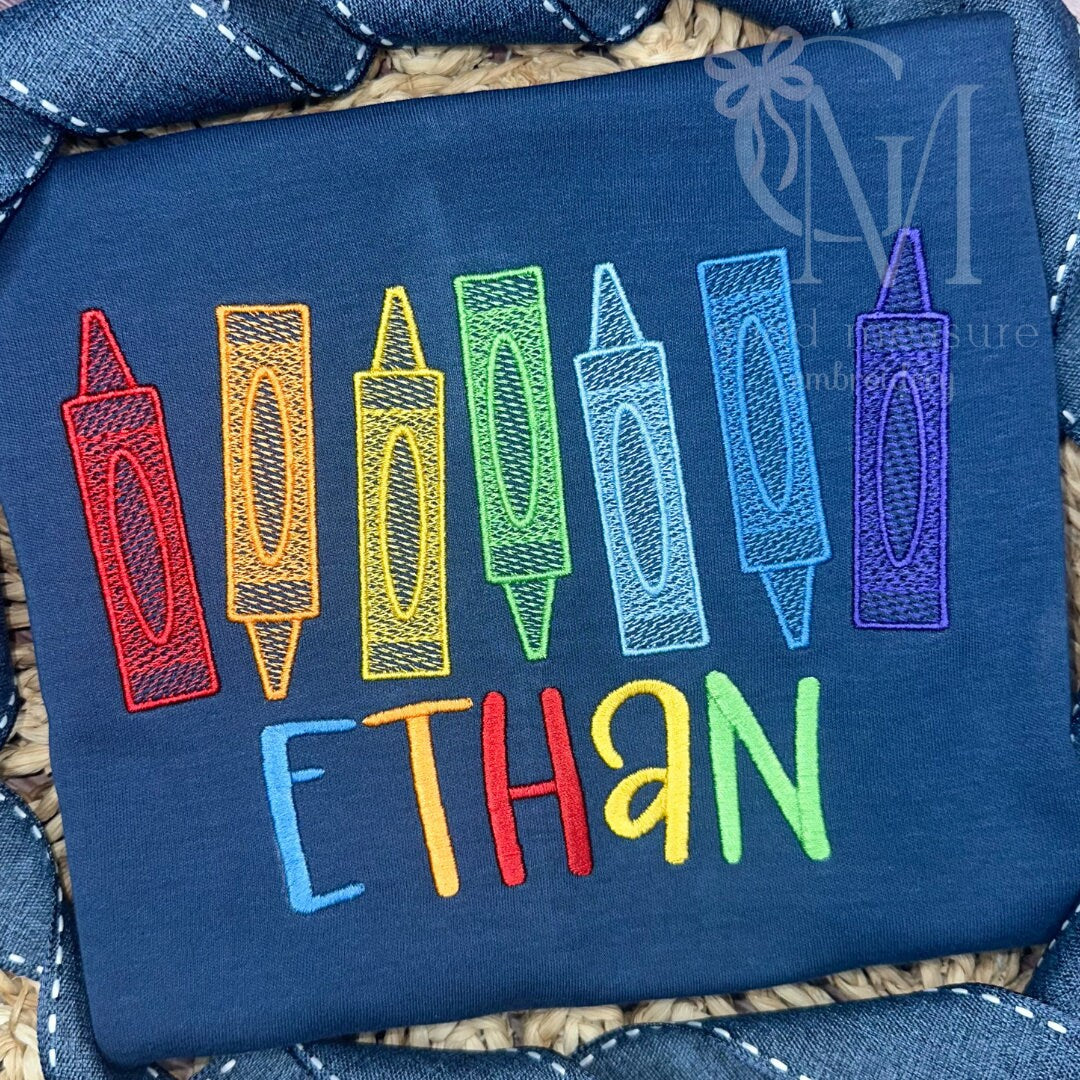 Crayons Embroidery Design