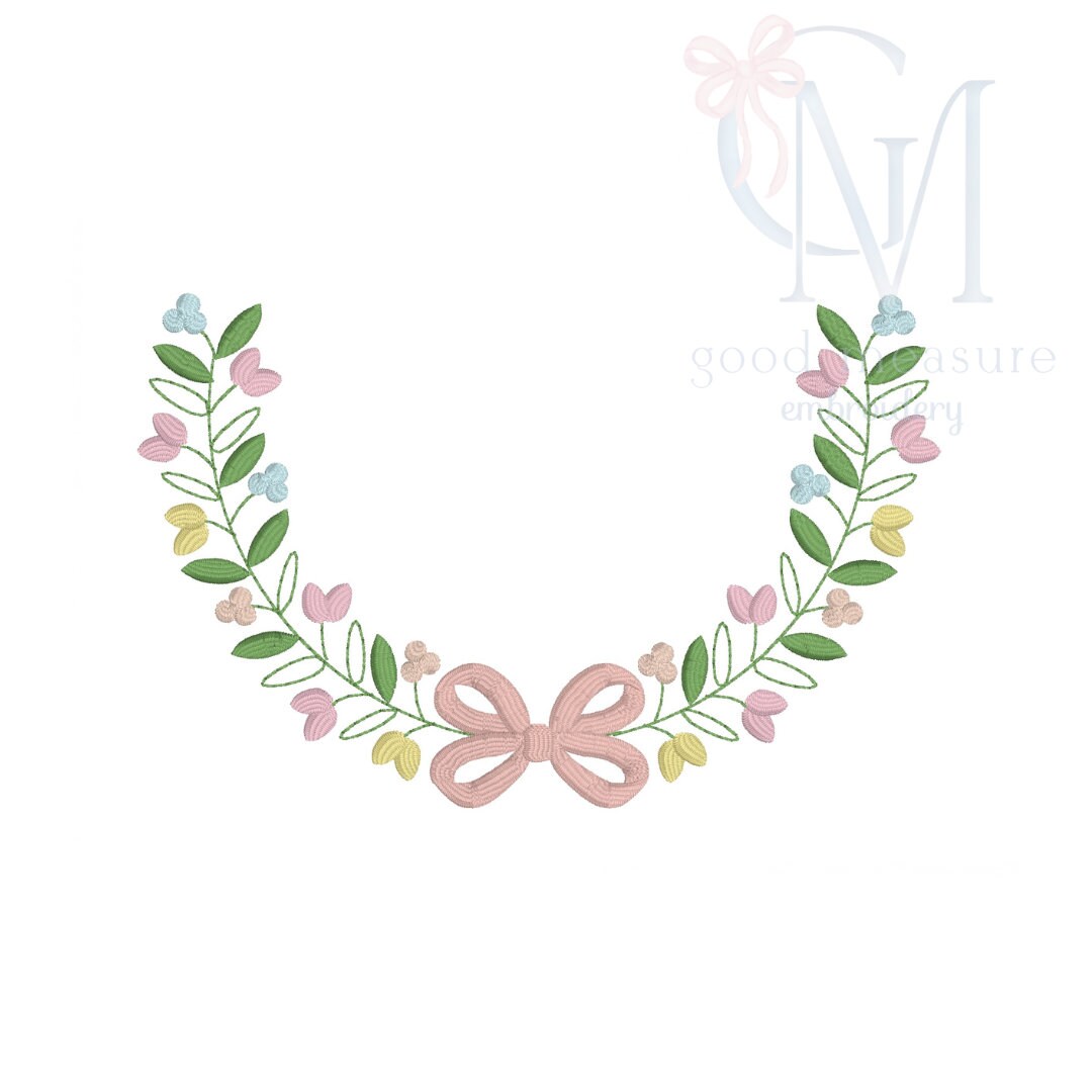 Monogram Half Wreath Embroidery Design – Good Measure Embroidery