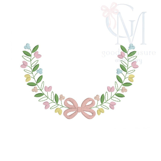 Monogram Half Wreath Embroidery Design