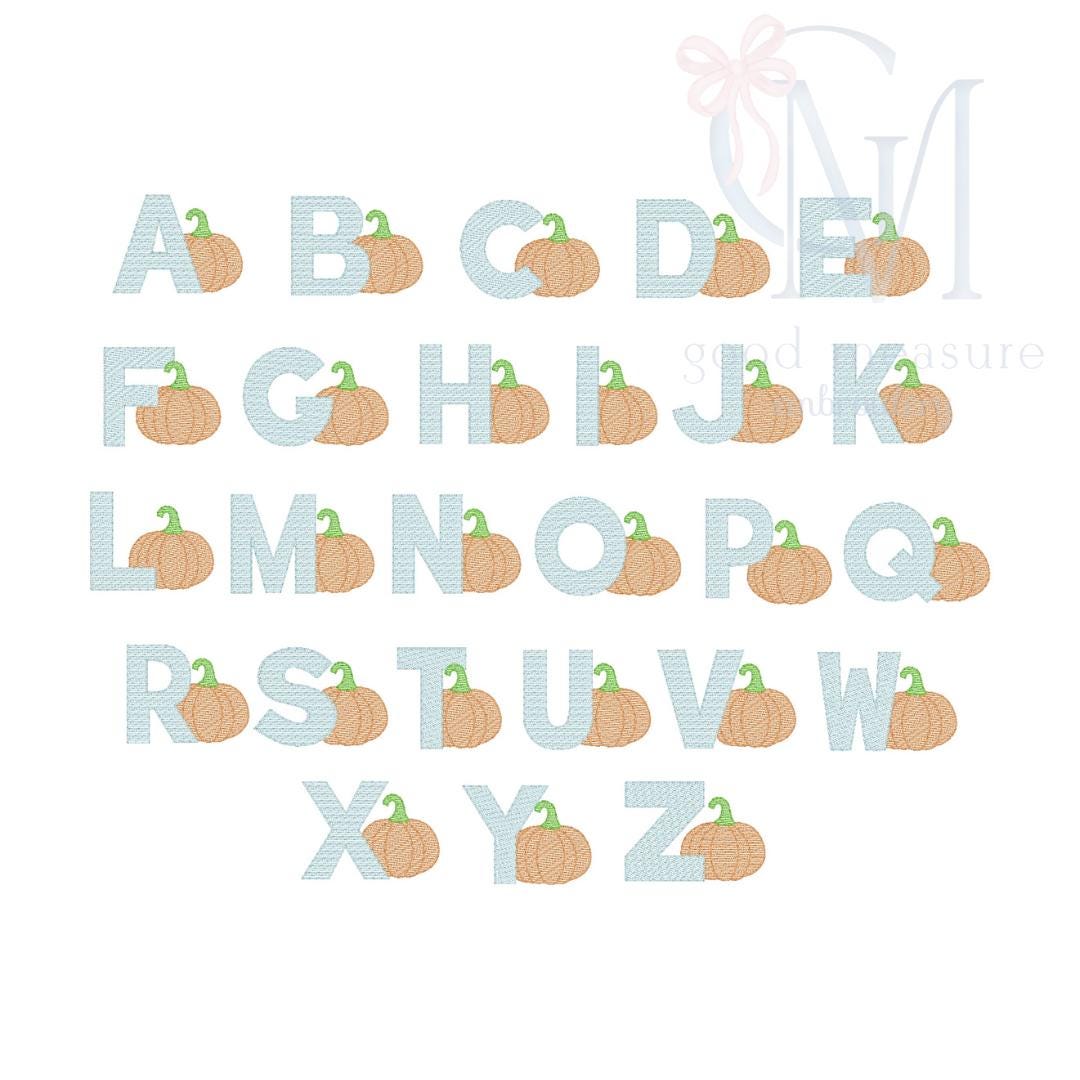 Pumpkin Sketch Font Embroidery Design