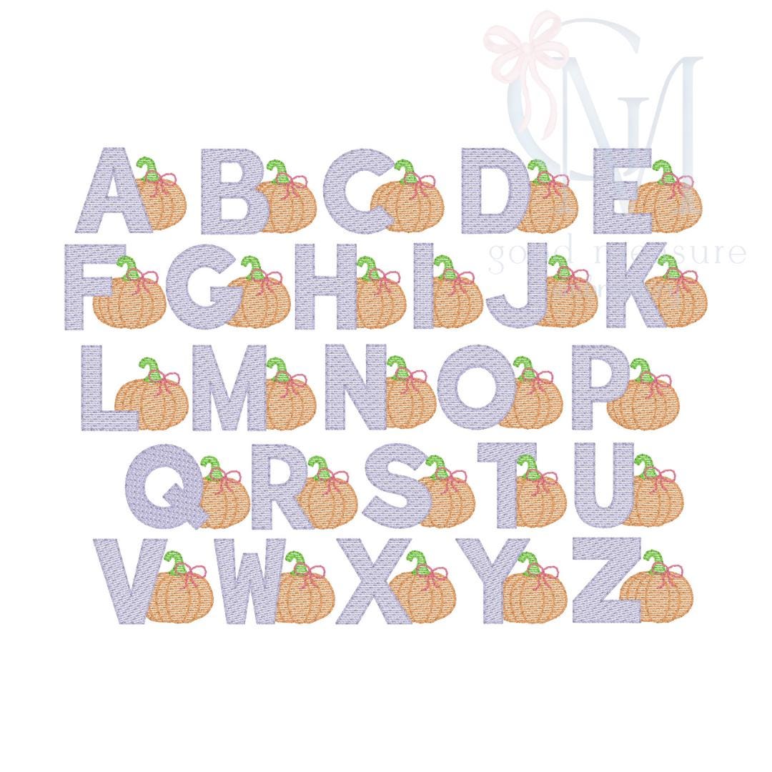 Pumpkin Girly Sketch Font Embroidery Design