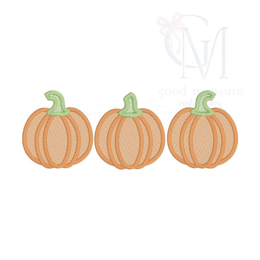 Satin Pumpkin Trio Embroidery Design