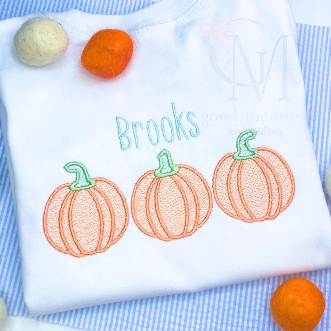 Satin Pumpkin Trio Embroidery Design