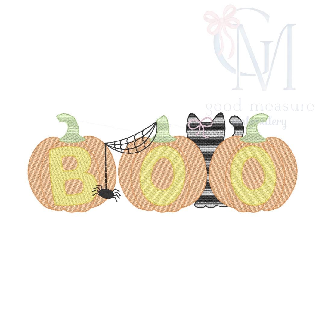 Boo Pumpkins Cat Embroidery Design