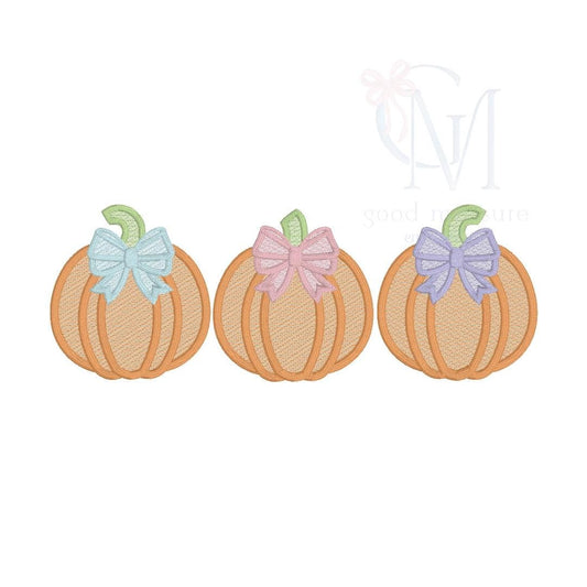 Satin Border Girly Pumpkin Trio Embroidery Design