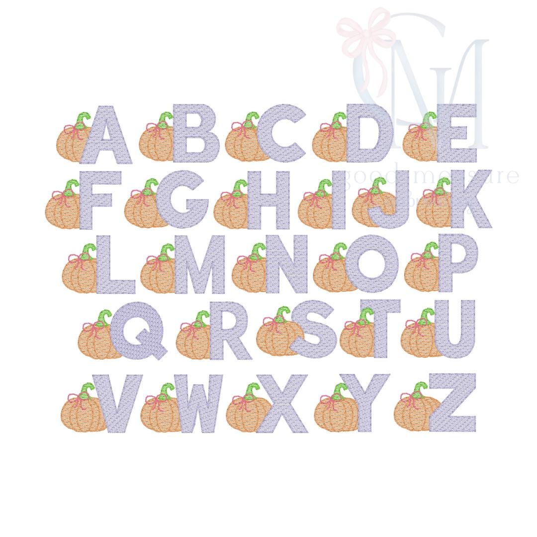 Pumpkin Girly Sketch Font Embroidery Design