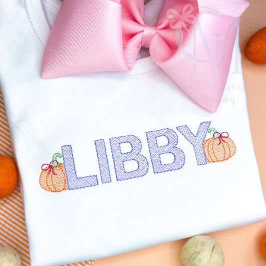 Pumpkin Girly Sketch Font Embroidery Design