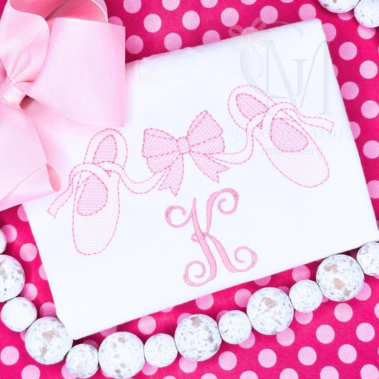 Ballet Shoes & Bow Machine Embroidery Design