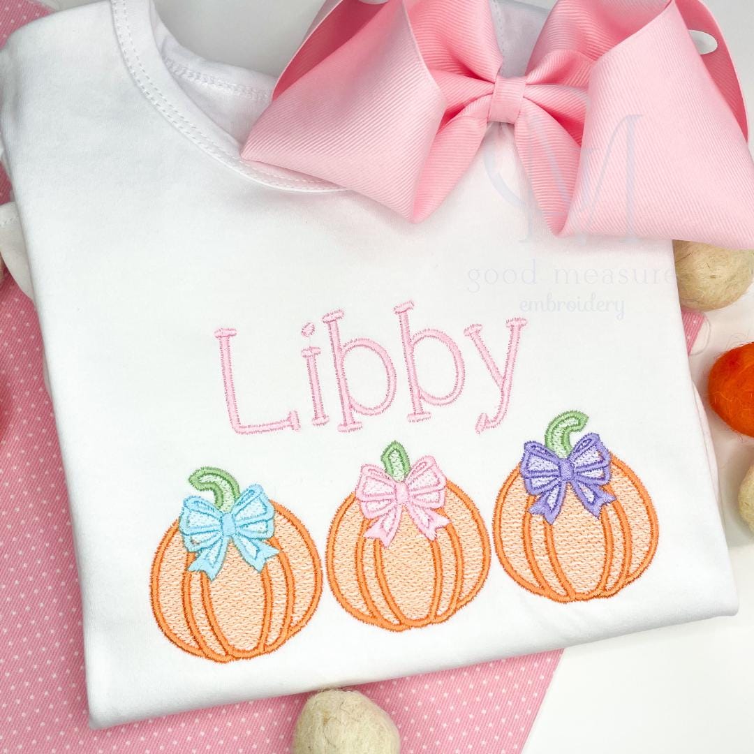 Satin Border Girly Pumpkin Trio Embroidery Design