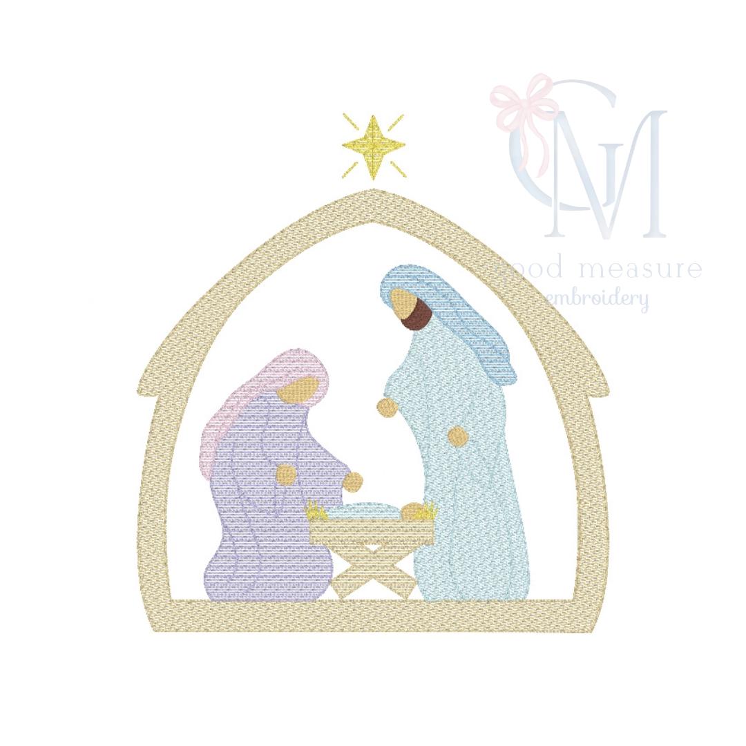 Nativity Scene Embroidery Design