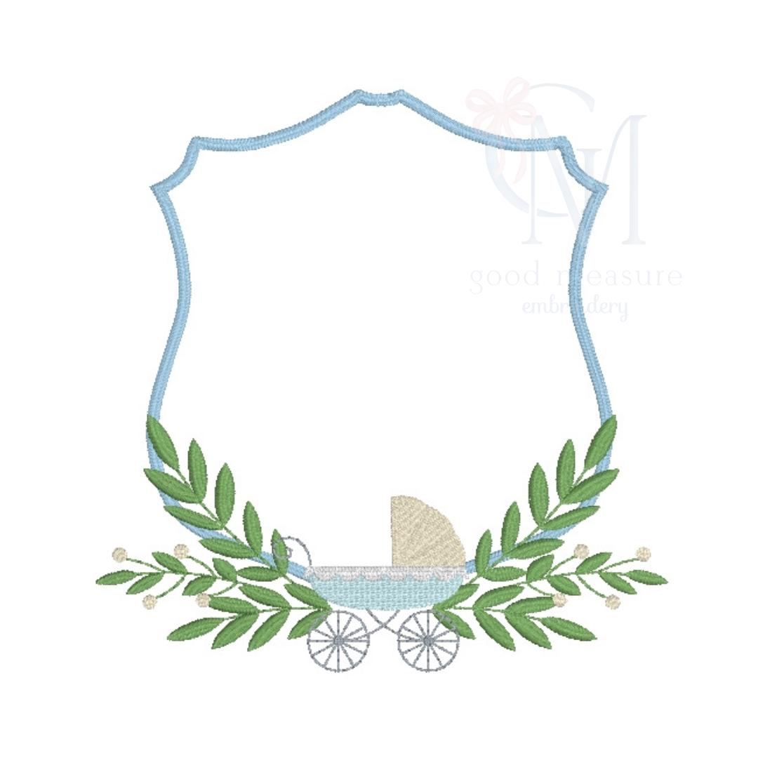 Carriage and Branches Crest Machine Embroidery Design