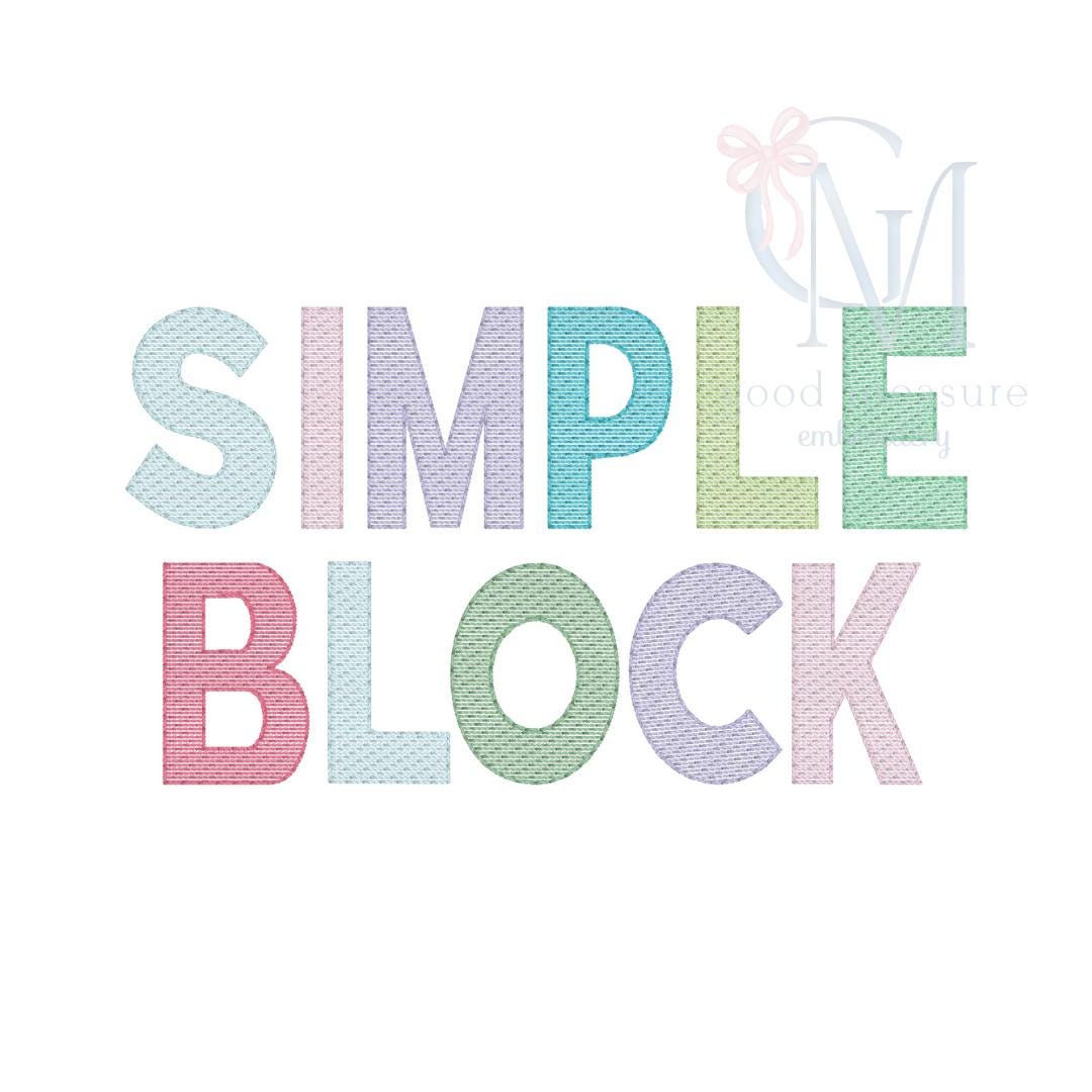 Simple Block Sketch Font Machine Embroidery Design