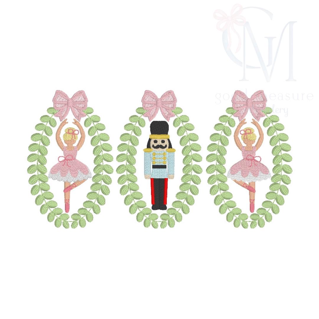 Nutcracker Suite Boxwood Wreath Machine Embroidery Design