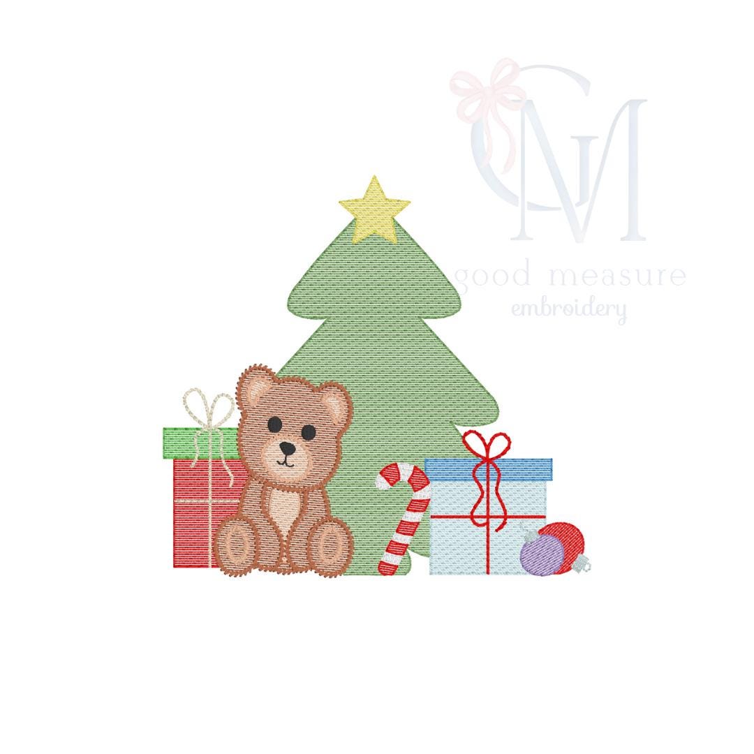 Christmas Presents and Teddy Bear Embroidery Design