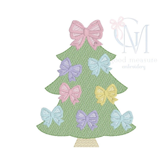 Christmas Tree with Bows Embroidery Design