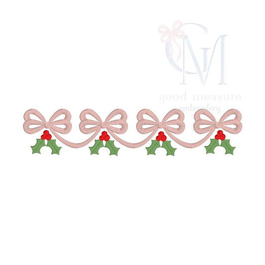 Bow Swag with Holly Berries Embroidery Design