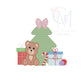 Christmas Presents and Teddy Bear with Bow Embroidery Design