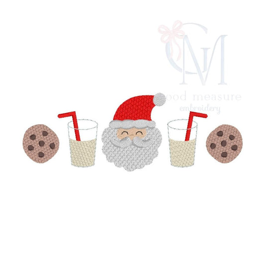 French Knot Santa Milk and Cookies Embroidery Design