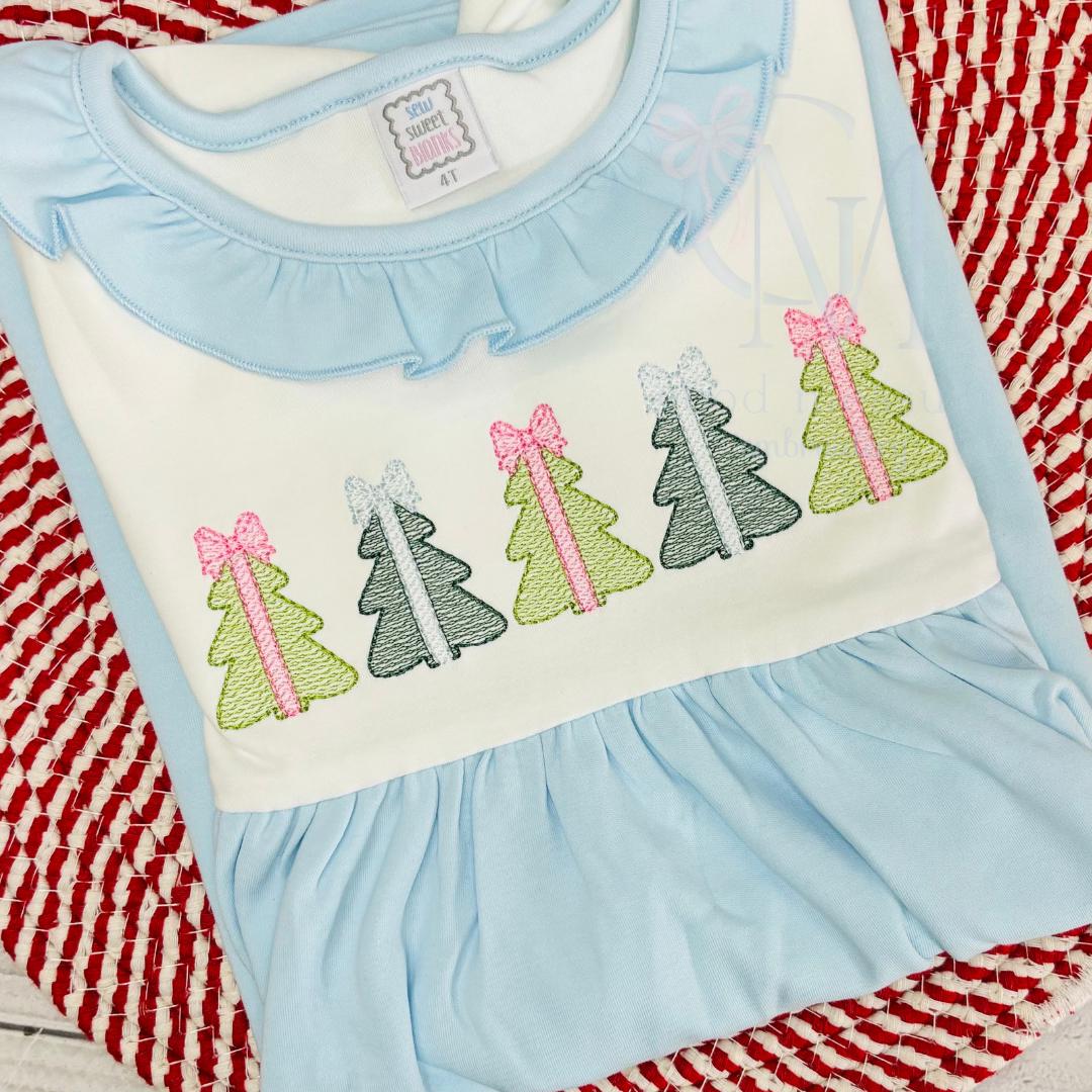 Christmas Tree with Bow Toppers Embroidery Design