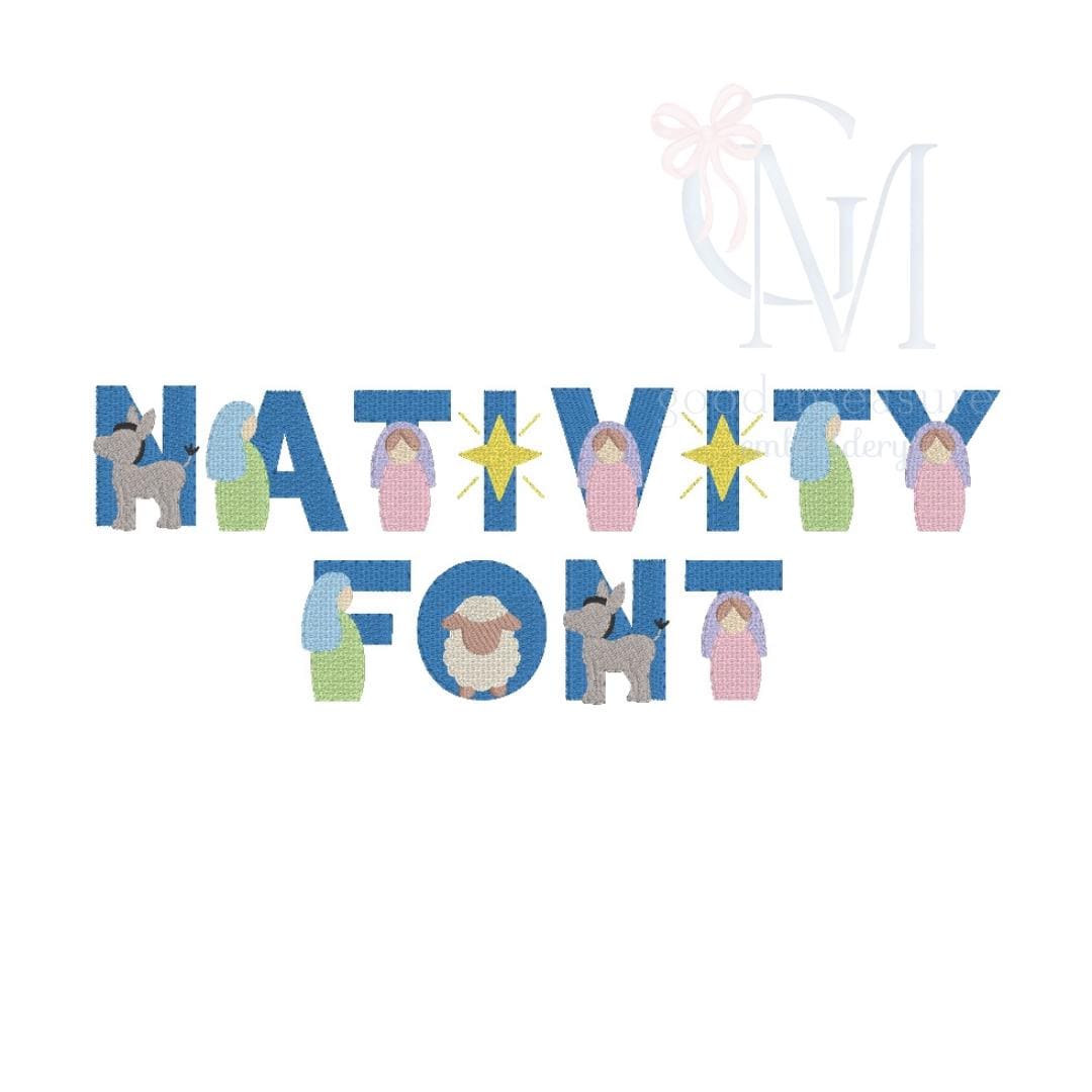 Nativity Font Embroidery Design