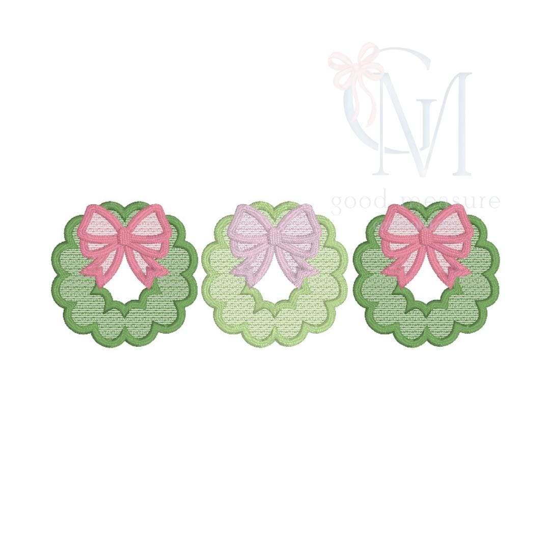 Christmas Wreath Satin Stitch Sketch Fill Embroidery Design