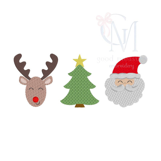 French Knot Christmas Trio Embroidery Design